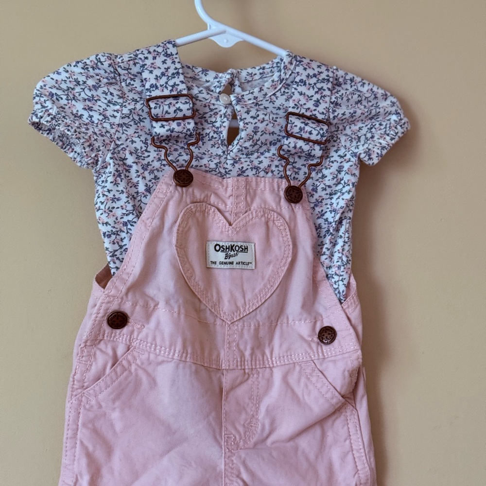 OshKosh B'gosh Light Pink Heart Front Overalls
